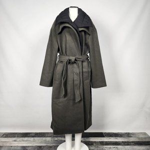 Asos Green Wrap Waist Tie Winter Jacket Size 14